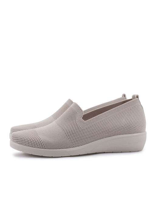 Antrin Stoff Anatomisch Damen Slip-Ons Beige