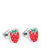 Kids Earrings Hypoallergenic Strawberry Stainless Steel 316L Silver Bode 02401