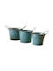 Trademarkt Metal Plant Pot Turquoise 16.5x13x12cm Set of 3