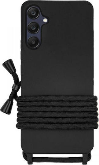 Back Cover Silicone / Plastic with Strap Black (Galaxy A55)