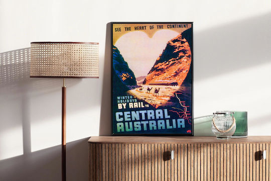 Commonwealth Railways Poster -- "see The Heart Of The Continent – Winter Holidays By Rail To Central Australia" (publicising The Central Australia Railway) Gemälde auf Leinwand 100x150cm