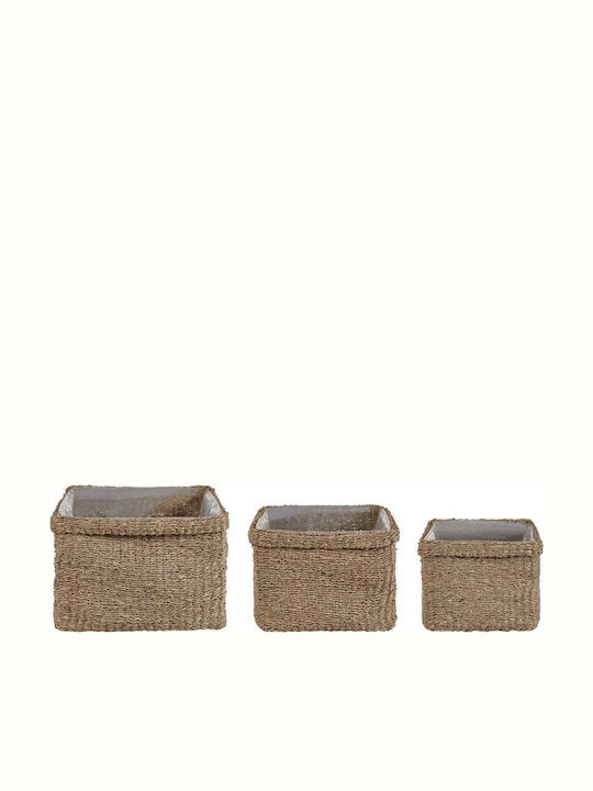 Beliani Set of Decorative Baskets Straw Beige 3pcs