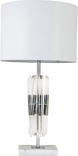 Zen Collection Tischlampe mit Weiß Schirm und Silber Basis