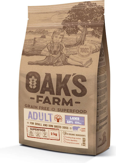 Oak's Farm Getreidefreies Trockenfutter für kleine Rassen mit Lamm, 2kg