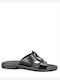 Leder Flache Sandalen für Damen in Schwarz Farbe