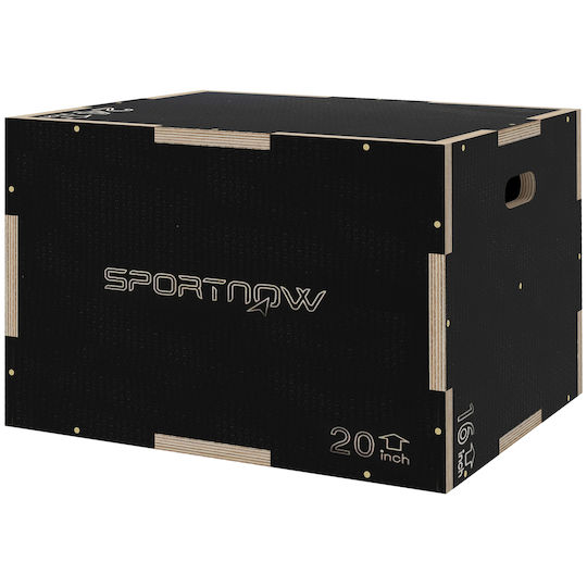 Sportnow Plyometric Jump Box 3 Ύψη Αντιολισθητικό Ξύλο 61-51-41cm Μαύρο