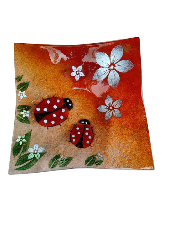 Kallisti Glass Dekorative Platte Glas Rot 1Stück 25x25cm