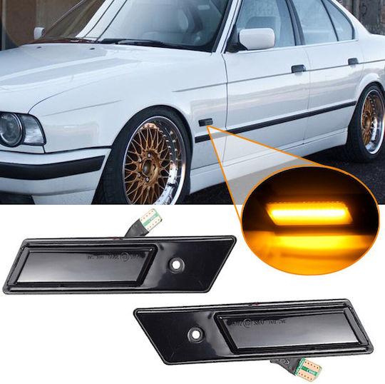 Depo Side Wing Flashers Bmw 3 E36 90-96 3 E30 5 E34 88-95 7 E32 86-94 Screwed Led Dynamic Black Smoke 2 Pieces