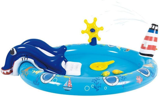 Jilong Kinder Rund Schwimmbecken 190lt Aufblasbar 203x64cm Blau