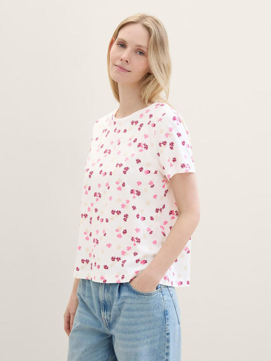 Tom Tailor Women's Blouse Floral Offwhite Pink