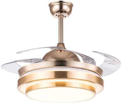 Ceiling Fan 20cm with Light and Remote Control Gold