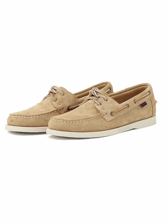 Sebago Portland Flesh Out Leder Herren Mokassins in Beige Farbe