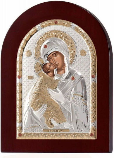 Kiriakos Gofas Heiligenikone Gottesmutter mit Kind Silber 26x19cm RMA/E1110AX