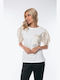 Dress Up Women's Blouse with Lace White