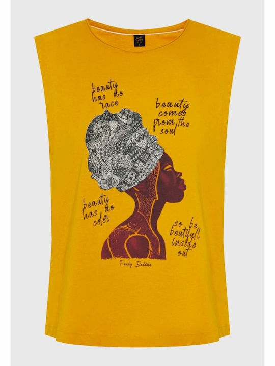 Funky Buddha Damen T-Shirt Gelb