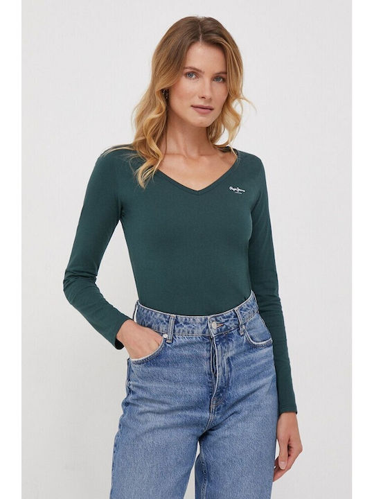 Pepe Jeans Damen Bluse Langärmelig Grün