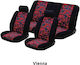 Autoline Car Cover Set 6pcs Velvet Velour-Jacquard Vienna Red