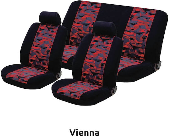 Autoline Car Cover Set 6pcs Velvet Velour-Jacquard Vienna Red