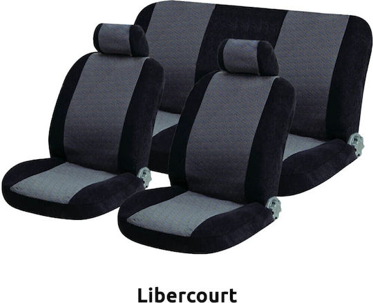 Autoline Car Cover Set 6pcs Velvet Velour-Jacquard Libercourt Black / Gray