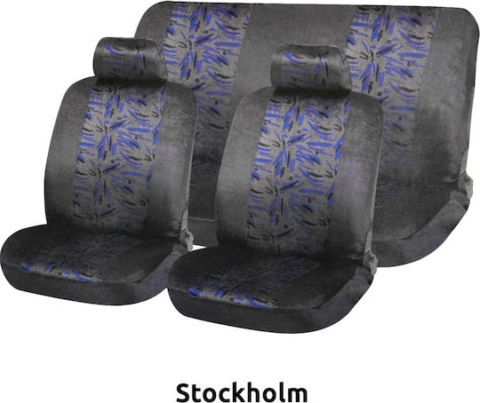 Autoline Car Cover Set 6pcs Velvet Velour-Jacquard Stockholm Gray