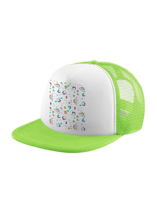 Koupakoupa Παιδικό Καπέλο Υφασμάτινο Unicorn Pattern White Πράσινο