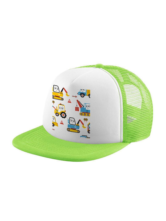 Koupakoupa Kids' Hat Fabric Hand Drawing Building Truck Green