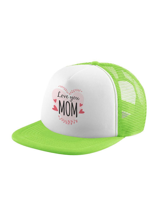 Koupakoupa Παιδικό Καπέλο Jockey Υφασμάτινο Mother's Day I Love You Mom Heart Πράσινο