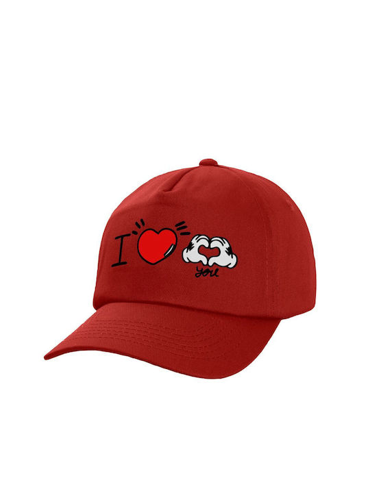 Koupakoupa Παιδικό Καπέλο Υφασμάτινο Comics Hands Love Κόκκινο