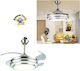 Ventilator De Tavan 50cm Cu Lumină Transparent / Argintiu