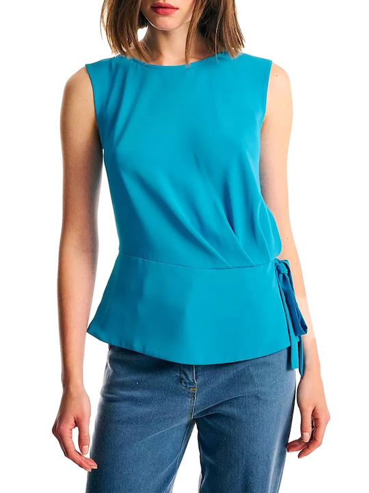 Forel Damen Bluse Ärmellos Hellblau