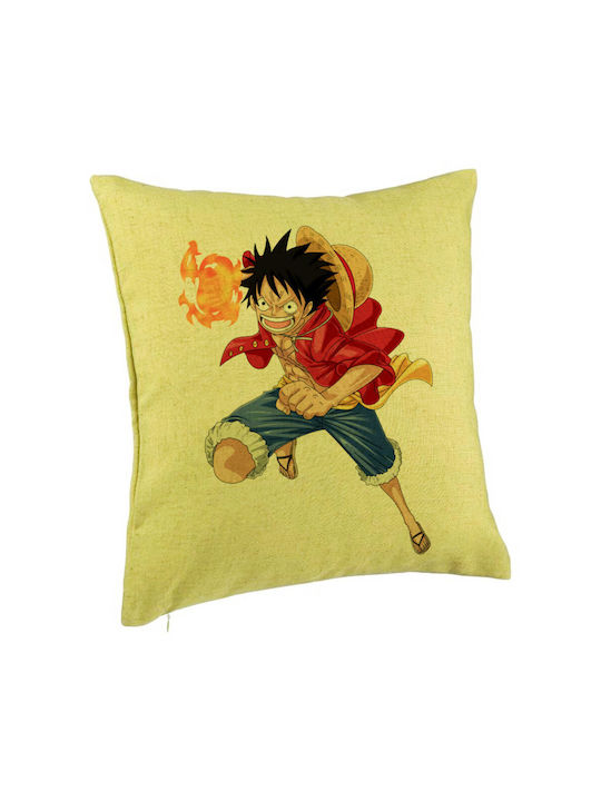 Decorative Pillow One Piece Luffy 40x40 Cm Green Removable Cover Piping