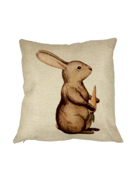 Square Decorative Cushion Cover Rabbit 40x40 Cm Removable Cover Padded