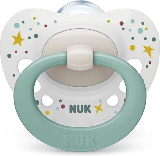 Nuk Signature Orthodontic Pacifier Silicone with Case Stars - Green for 0-6 months
