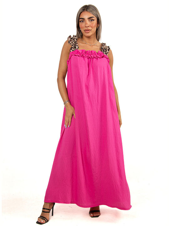 Rochie Leopard Bretele Fuchsia