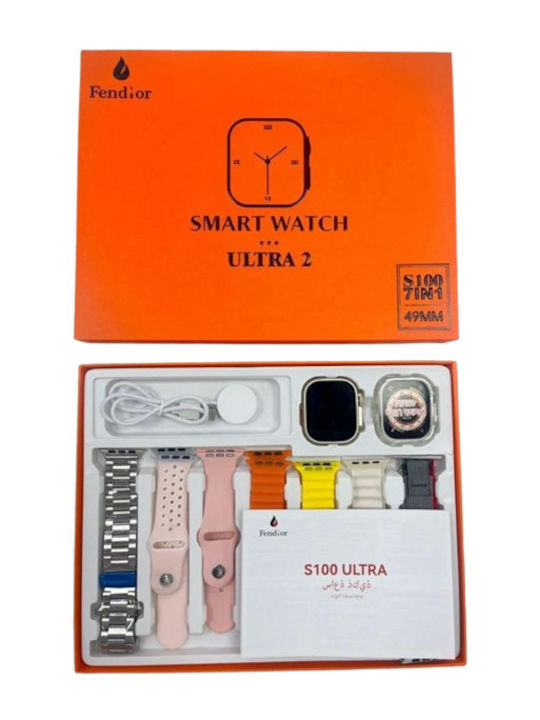 Ultra 9 Smartwatch (Ροζ Σιλικόνη)