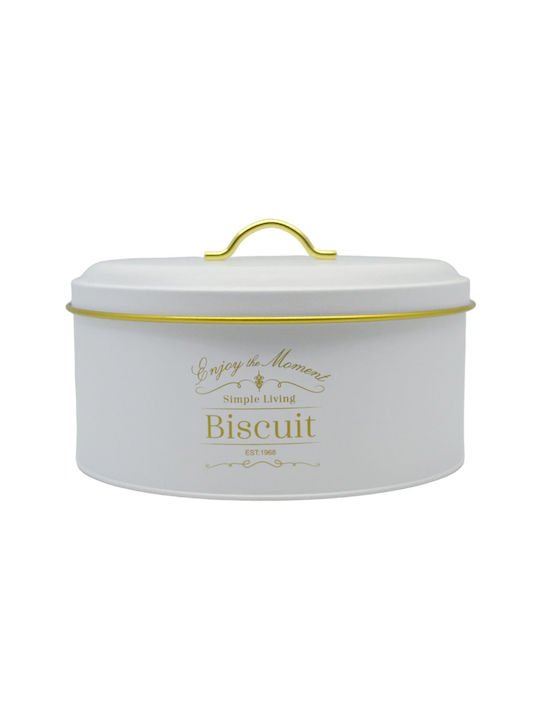 Ankor Borcan pentru Biscuiți Metalic Albă 21.5x21.5x14.5buc 1buc