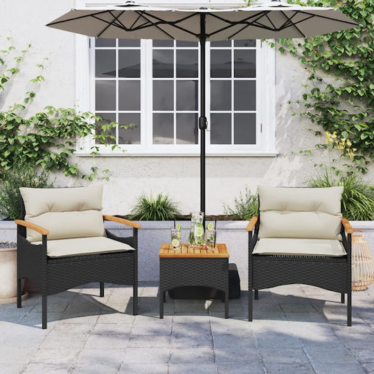Garten- und Outdoor-Möbelsets 3 Stück Schwarz mit Kissen