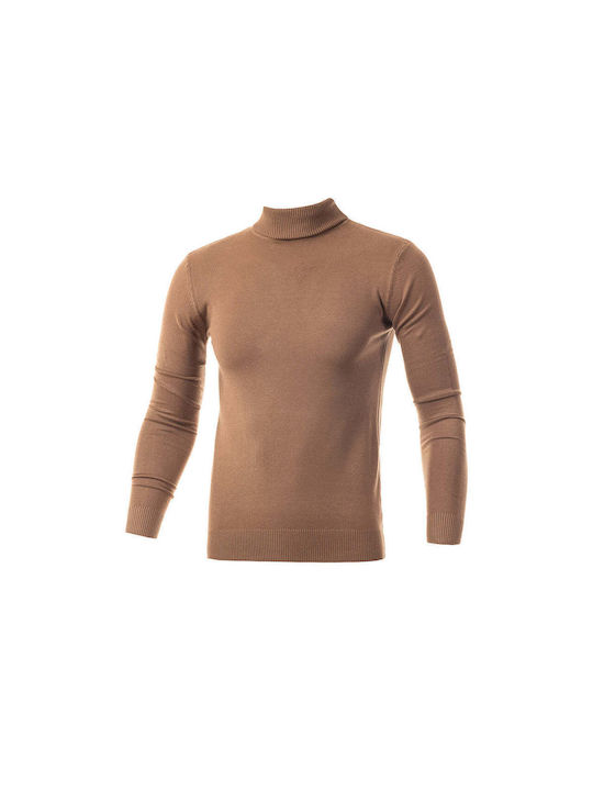 5Evenstar Men's Long Sleeve Blouse Turtleneck Brown