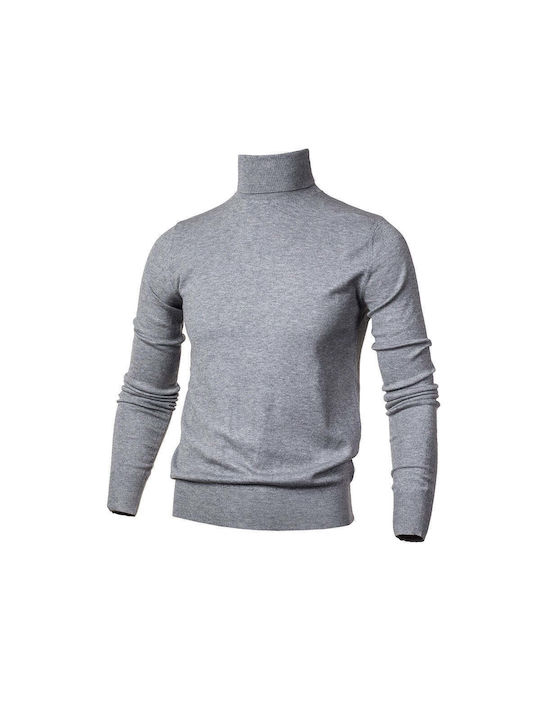 5Evenstar Men's Long Sleeve Blouse Turtleneck Gray