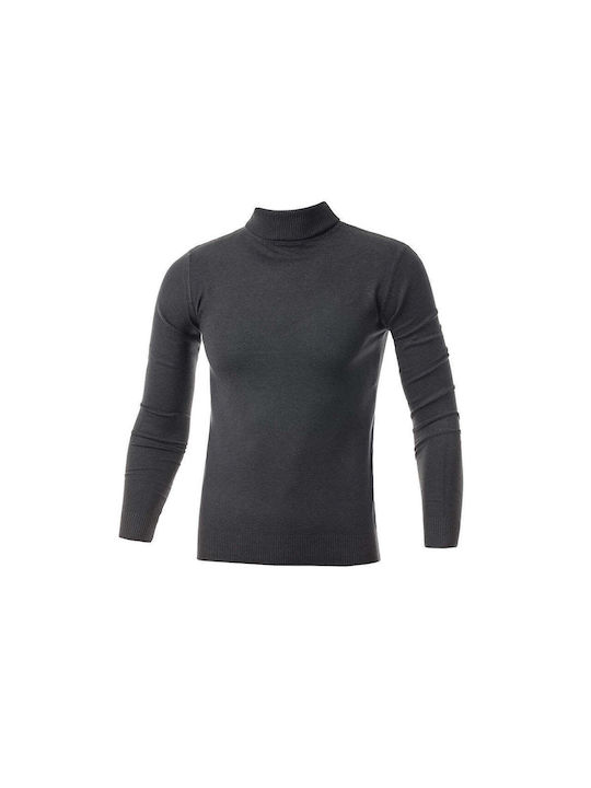 5Evenstar Men's Long Sleeve Blouse Turtleneck Gray