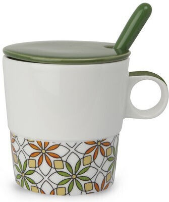 Egan Italy Mug from Porcelain with Lid Green 330ml