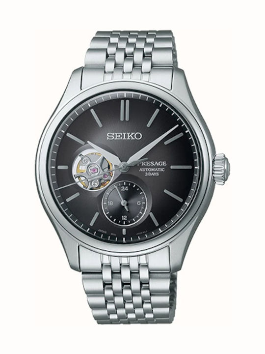 Seiko Presage Γυναικείο Ρολόι Αυτόματο με Ασημί Μεταλλικό Μπρασελέ