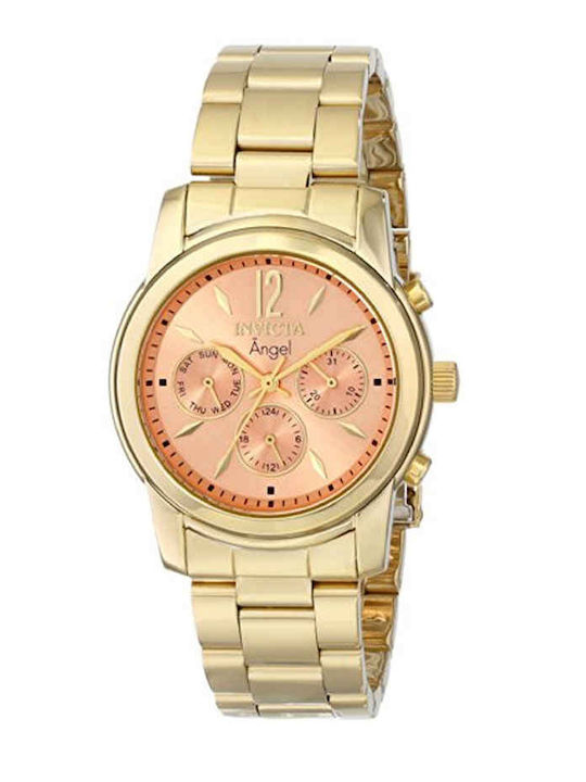 Invicta Angel Γυναικείο Ρολόι 38mm Μπαταρίας με Χρυσό Μεταλλικό Μπρασελέ