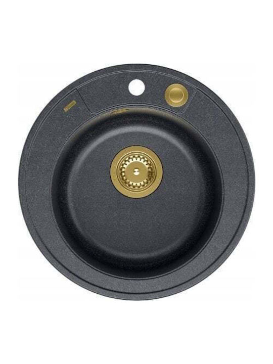 GraniteQ Drop-In Spüle aus Verbundgranulat B48.5xT48.5cm Schwarz