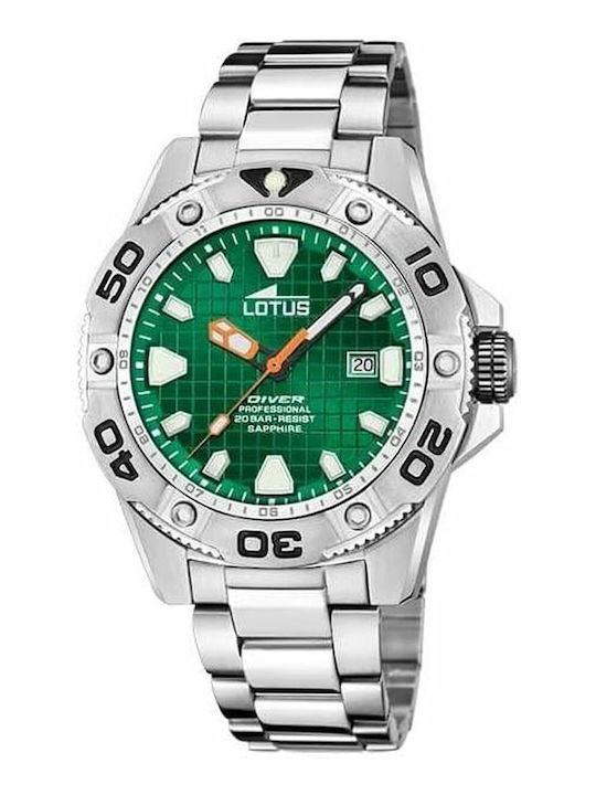 Lotus Watches Herrenuhr Batterie mit Grün Kautschukarmband