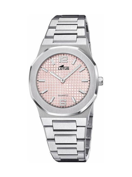 Lotus Watches Γυναικείο Ρολόι 32.5mm Μπαταρίας με Ασημί Μεταλλικό Μπρασελέ