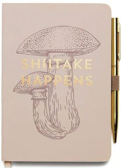Designworks Notebook B6 96 Sheets Ruled with Hard Cover and Pen Case Gold