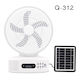 Ventilator de masă solar portabil 30cm 3 viteze Power Bank Bluetooth Speaker Radio LED Light Andowl Q-132 Alb
