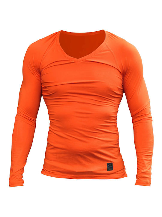 Nike Hypercool Compression Ανδρική Ισοθερμική Μακρυμάνικη Μπλούζα Compression Πορτοκαλί