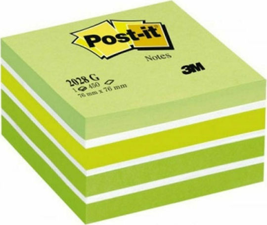 3M Sticky Note Pads in Cube Green 7.6x7.6cm Post-it
